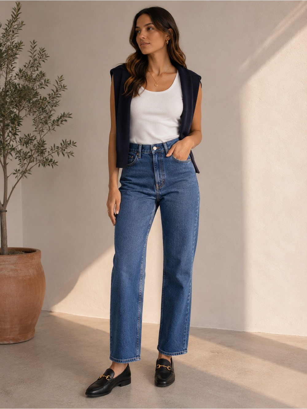 Everlane The Way High Long Straight Leg Ankle‎  Denim Jeans